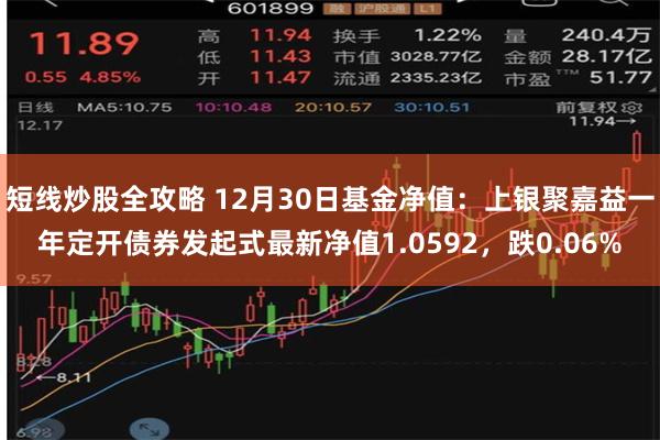 短线炒股全攻略 12月30日基金净值：上银聚嘉益一年定开债券发起式最新净值1.0592，跌0.06%