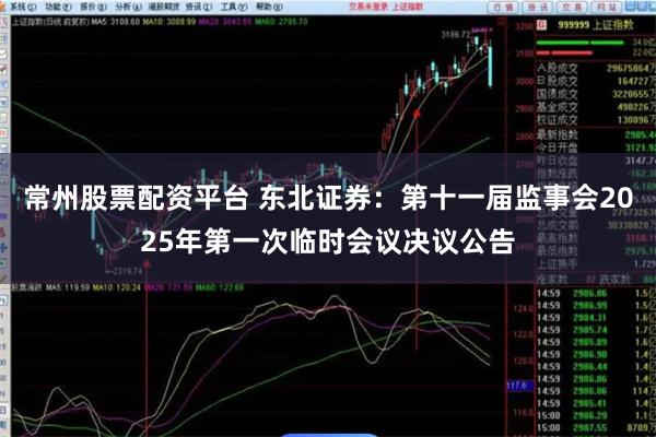 常州股票配资平台 东北证券：第十一届监事会2025年第一次临时会议决议公告