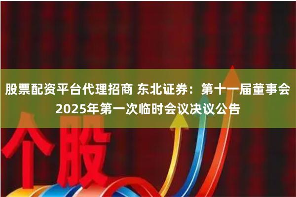 股票配资平台代理招商 东北证券：第十一届董事会2025年第一次临时会议决议公告