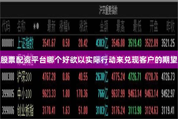 股票配资平台哪个好欲以实际行动来兑现客户的期望